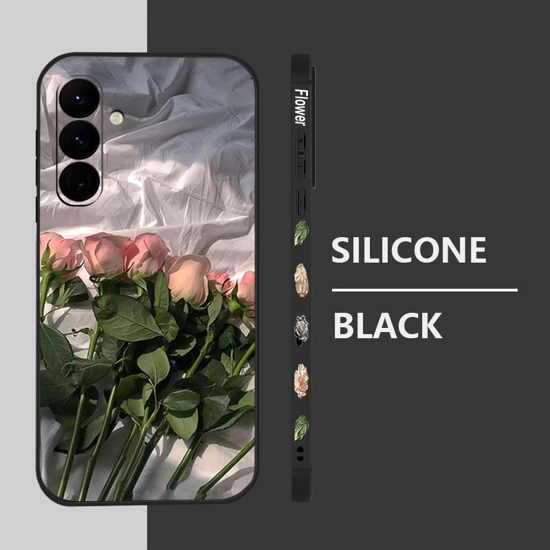 Housse Peinture à l'Huile Fleurs Roses Pour Samsung Galaxy S24 S25 FE S25 S23 S22 Ultra A17 A56 A16 A55 A25 A15 A36 A54 5G Cordon Housse Souple