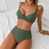 2 Stück/Set Damen Bikini Set Geknotetes Design Brustpolster Ohne Bügel BH Hohe Taille Badehöschen Set Strand Pool Urlaub Sexy Badeanzug
