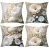 Floral Patterned Throw Pillows With White Flowers Decor Polyester pillowcase, sofa decorative cushion cov Headboard Pillow