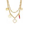 Qiong Yao 5A Zirconia Clover Heart Double Layer 18K Gold-Plated Necklace