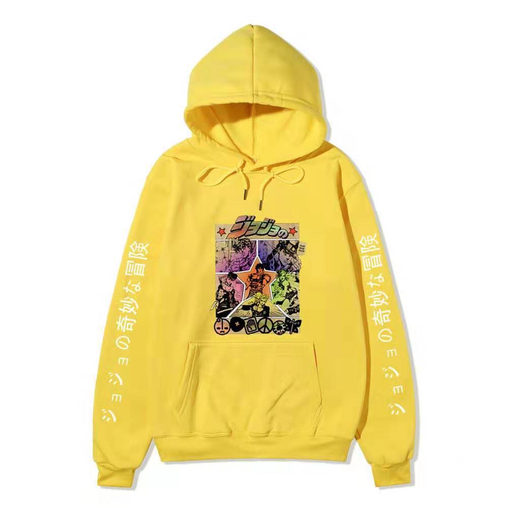 JoJo Bizarre Adventure Hoodie Unisex Fleece Sweatshirt Color Manga Print Autumn Winter Pullover