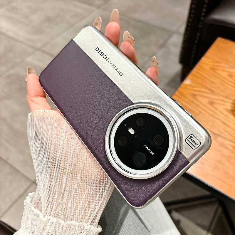 High Quality Plain Leather Anti-fingerprint Suitable for Huawei Matepro Mobile Phone Case New Creative Contrasting Splicing Mate