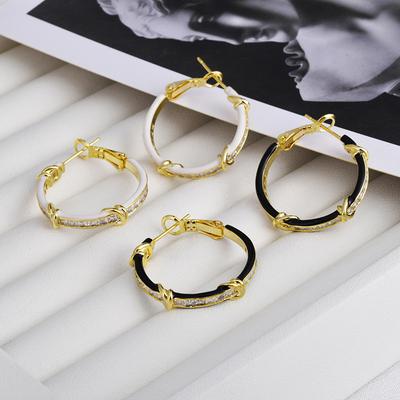 Korean Style Personalized Micro Inlaid Zircon Fashionable and Niche Design Sense Simple Earrings for Women .