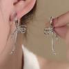 Silver Needle Exquisite Ballet Style Ribbon Bow Earrings, Light Luxury Design Sense Small Fresh Fashion Temperament Ear Buckle Women