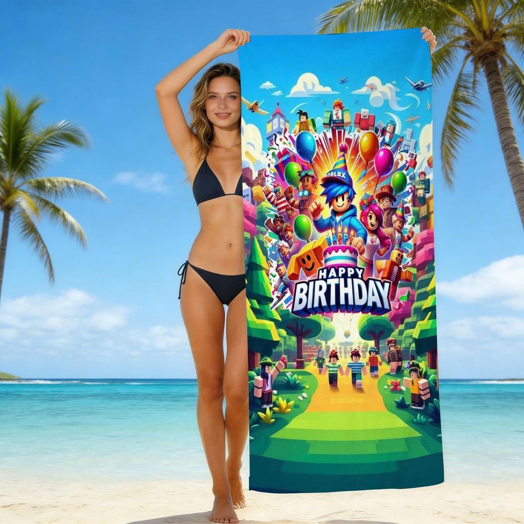 Roblox Roblox Game Beach Towel European And American Microfiber Bath Towel Beach Children Adult Towel