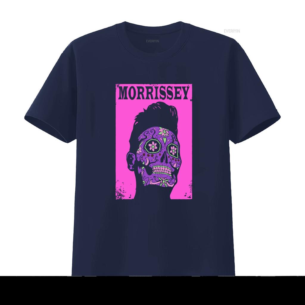 Morrissey Day Of The Dead Purple Floral Skull Design T Shirt New Official vintage Washed Stretched Soft Slightly
