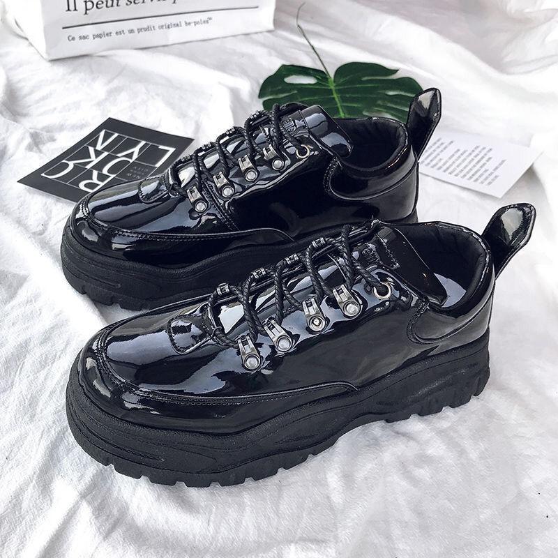 

Quan Zhilong platform dad shoes boys Hong Kong style ins sports board shoes British black ulzzang small leather shoes 44