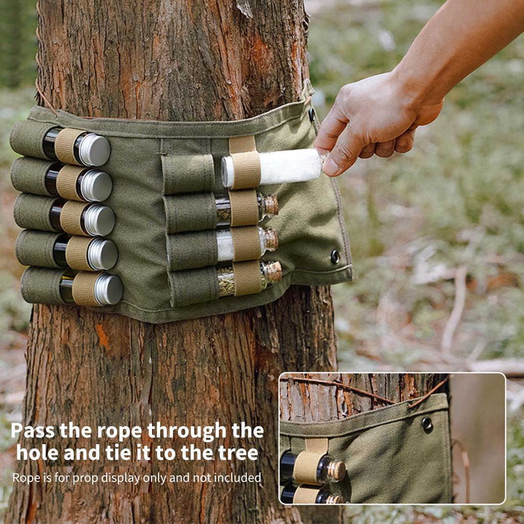 Seasoning Bottles Holder with Bottles Large Capacity Seasoning Bottles Bag Picnic Seasoning Storage Pouch for Outdoor Hiking BBQ