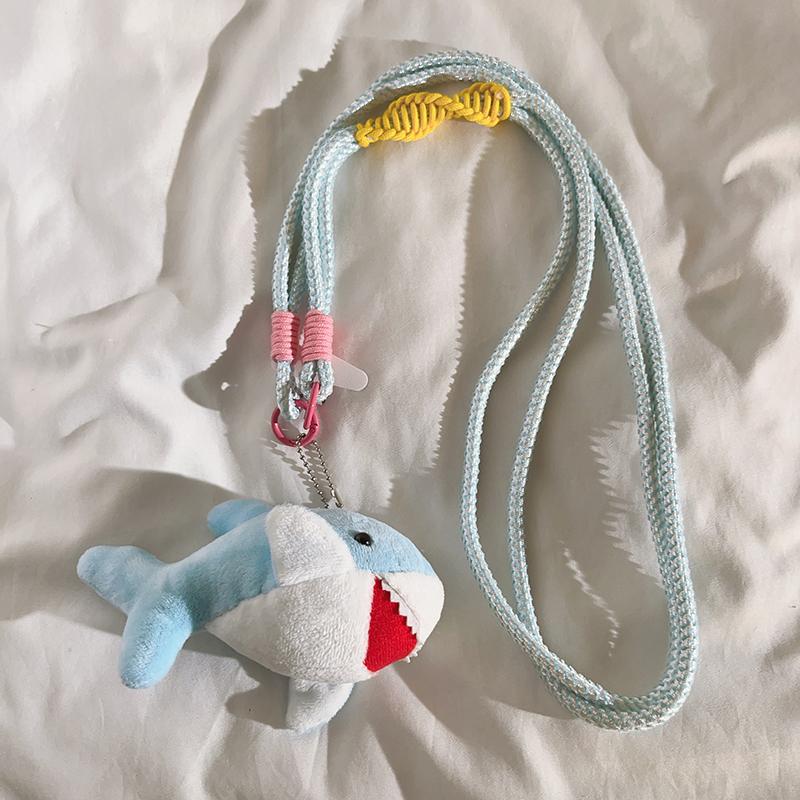 Trendy Ins Cute Plush Shark - Crossbody Long Lanyard for Phone/CCD, Multi-Function Anti-Lost Wristband, Fun Accessory