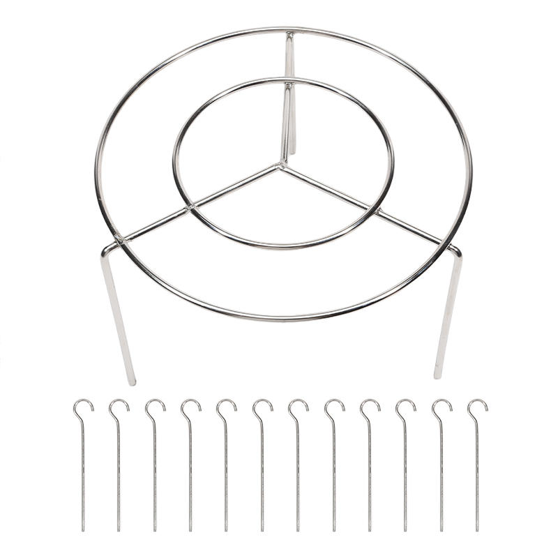 Kitchen Vertical Skewers Holder Round Air Fryer Grill Rack Detachable Grill Kebab Rack with Steel Sticks