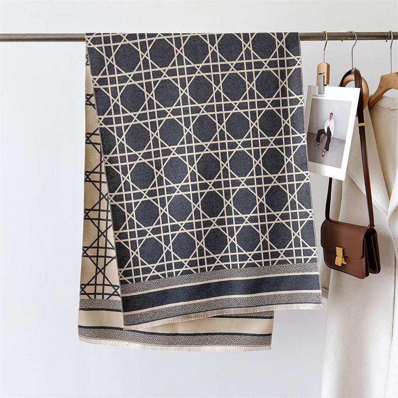 Bufanda de Cachemira para Mujer Gorros Gruesos de Invierno Chal Envolvente Femenino Pashmina Poncho Marca de Lujo Echarpe Femme Manta Cálida Bufanda