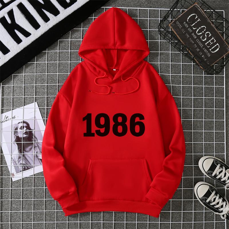 1986 Personality Street City Letter Print Tracksuit Women Novelty Fashion Hoodies Loose Fleece Hoody Casual Comfortable Clothes