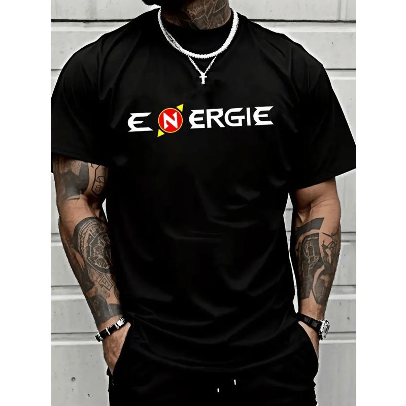 European sizes Men'S Energie Graphic T-Shirt - Urban Chic Style, Soft And Breathable, Fashionable And Versatile, Eye-Catching Print Design