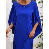 Spring and Summer New Fashion European and American Style round Collar, Blue Loose Casual Half Length Cape Sleeve Dress Dress Dress Dress