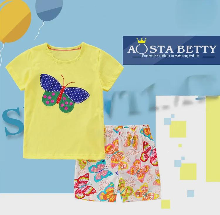 Cotton Girls' Summer Short-Sleeve Two-Piece Suit