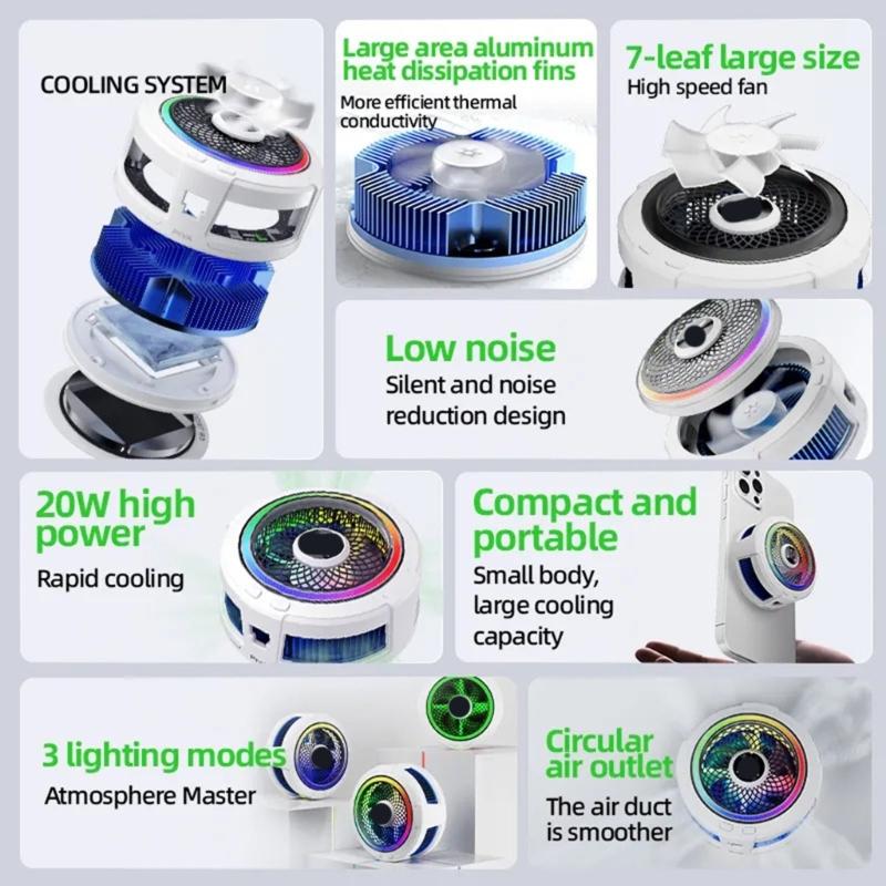 Phone Coolers, Cellphone Radiator with Semiconductor Cooling Chip for Live Streaming, Outdoor Vlog, Mobile Gamings