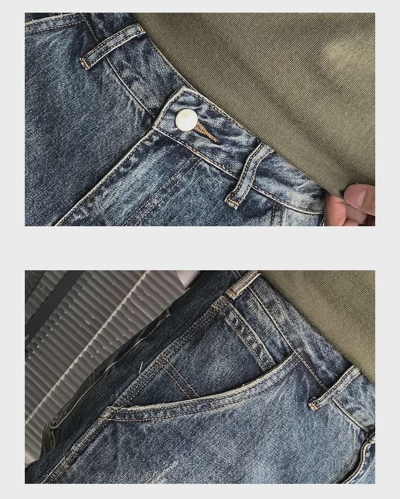 Blugi de lucru la modă pentru bărbați: Pantaloni casual drepți, largi, cu îmbinări, toamnă/iarnă 2025, cu croială slim