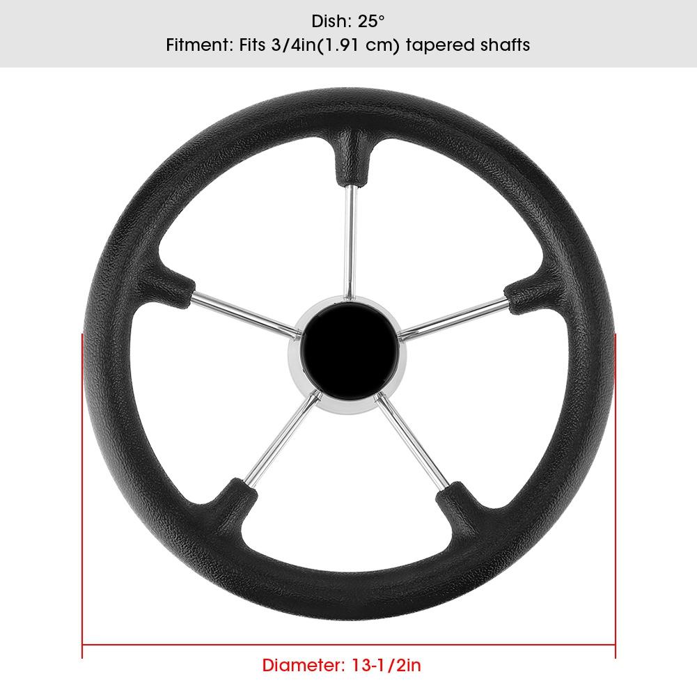 13 1 2 Inches Boat Stainless Steel 5 Spokes Steering Wheel with Black Foam Grip