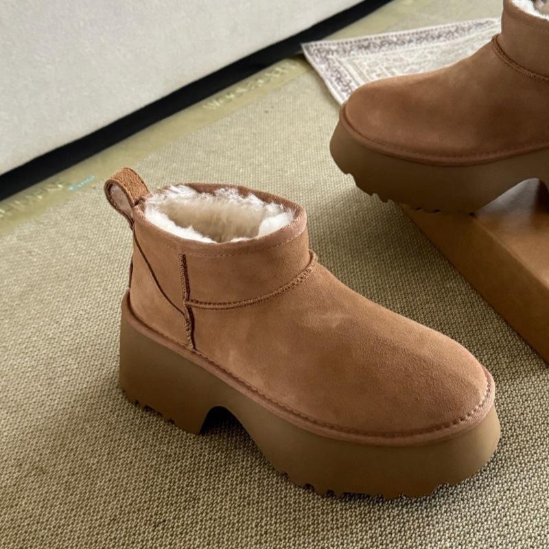 Sangpo sheepskin and fur integrated thick-soled snow boots winter new short mermaid shoes warm snow cotton women's shoes thickened