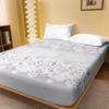 1 Simple Modern Plant Flower Printed Matte Fitted Sheet, Bedroom Printed Bed Cover, Bedding (Excluding Pillowcases)