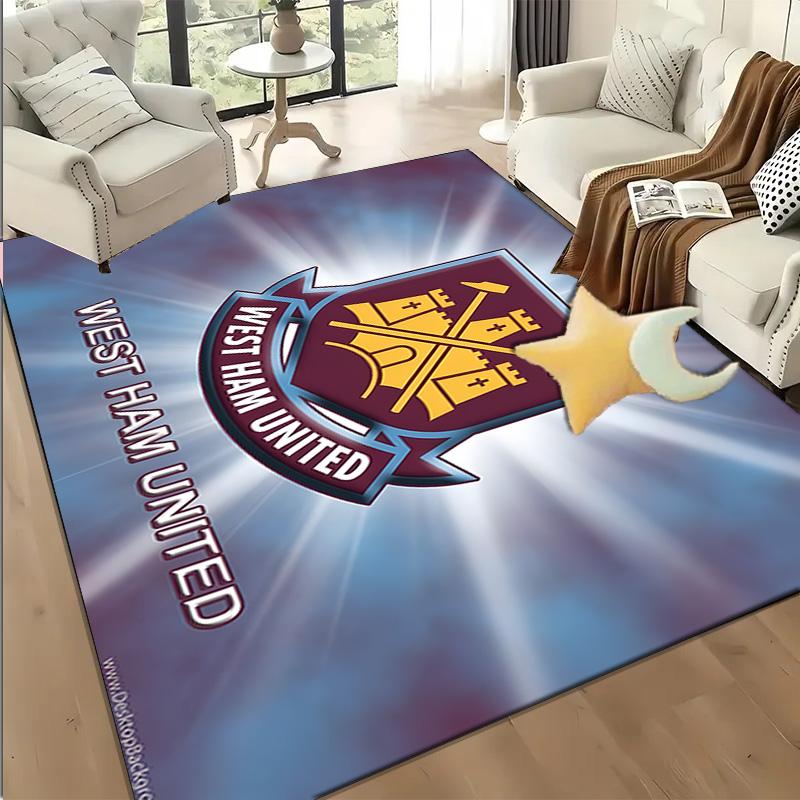 1PC West Ham United Crest Rug Game Carpet, Floor Mat for Bedroom Living Room Entryway Rug, Home Decor Idea Gift for Christmas Birthday