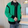 Men's Autumn Loose Color Block Knit Jacket - Trendy Hong Kong Style