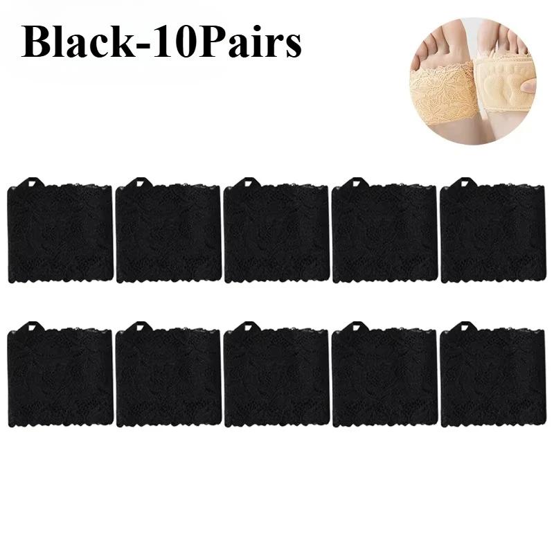 Invisible Sandals for Women Lace Half Length Socks Non Slip Cotton Sole Forefoot Pads Sports Comfort Insoles Barefoot Ready