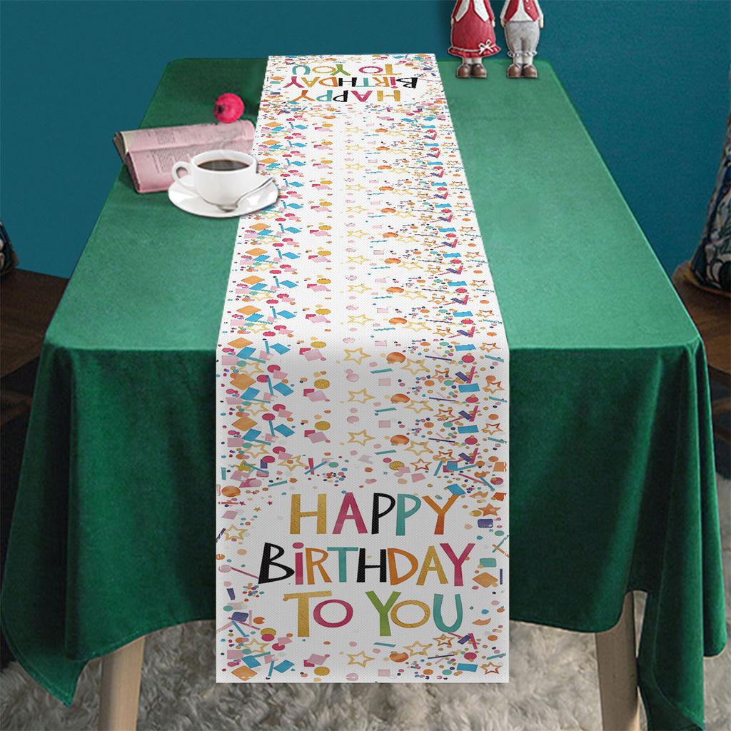 Colorful Table Runner Happy Birthday Anniversary Table Runner Table Decor Personalized Party Gathering Tablecloth