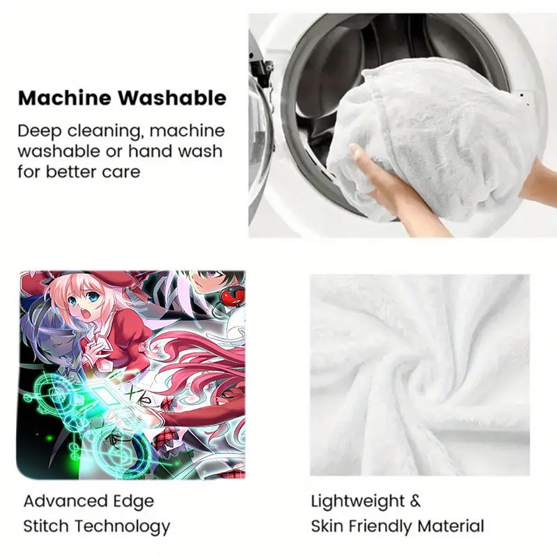 Anime Girls Group Characters Flannel Throw Blanket, Soft Blanket for Sofa Bed, Anime Print Home Decoration