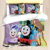 Cartoon Train Print Thomas Quilt Cover 3D Cute Decor Print Comfortable Bedding Set Teenager Children Soft Breathable Bedding