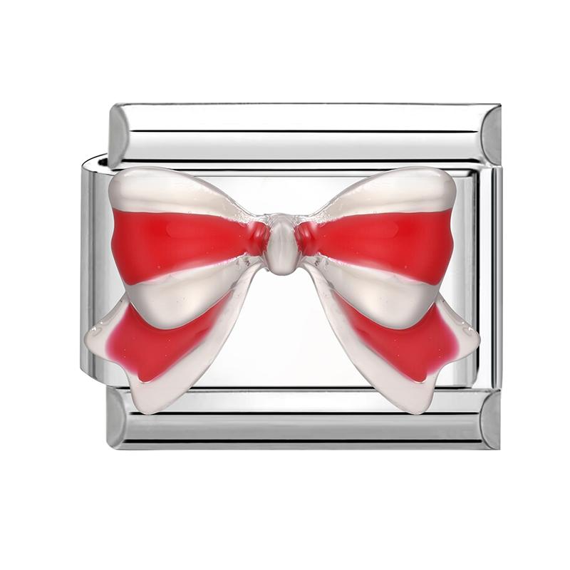 Y2K Zircon Cherry Bow Heart Butterfly Shiny Italian Charm Links Fit 9MM Bracelet Stainless Steel Jewelry DIY Making Jewelry