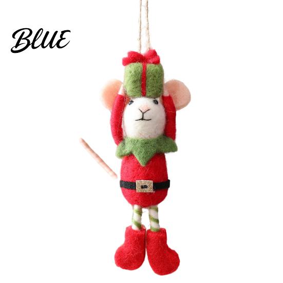 Charming Christmas Tree Decoration Cute Handmade Wool Mouse Ornament Embellishments Felt Mice Hanging Needle Ornament