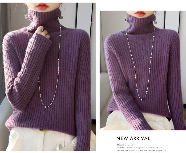 Damen Strickpullover mit hohem Kragen: Lässiger, schlank geschnittener Pullover für Herbst und Winter