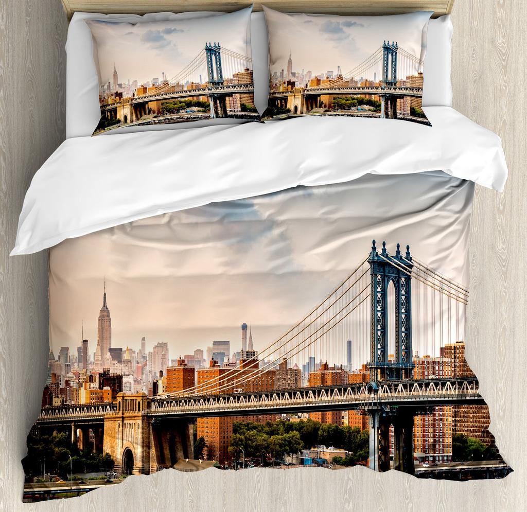 New York City Golden Arches Bridge 3D Print Bedding Set Cozy Duvet Cover King Queen Twin Single Size Birthday Gift Bedroom Decor