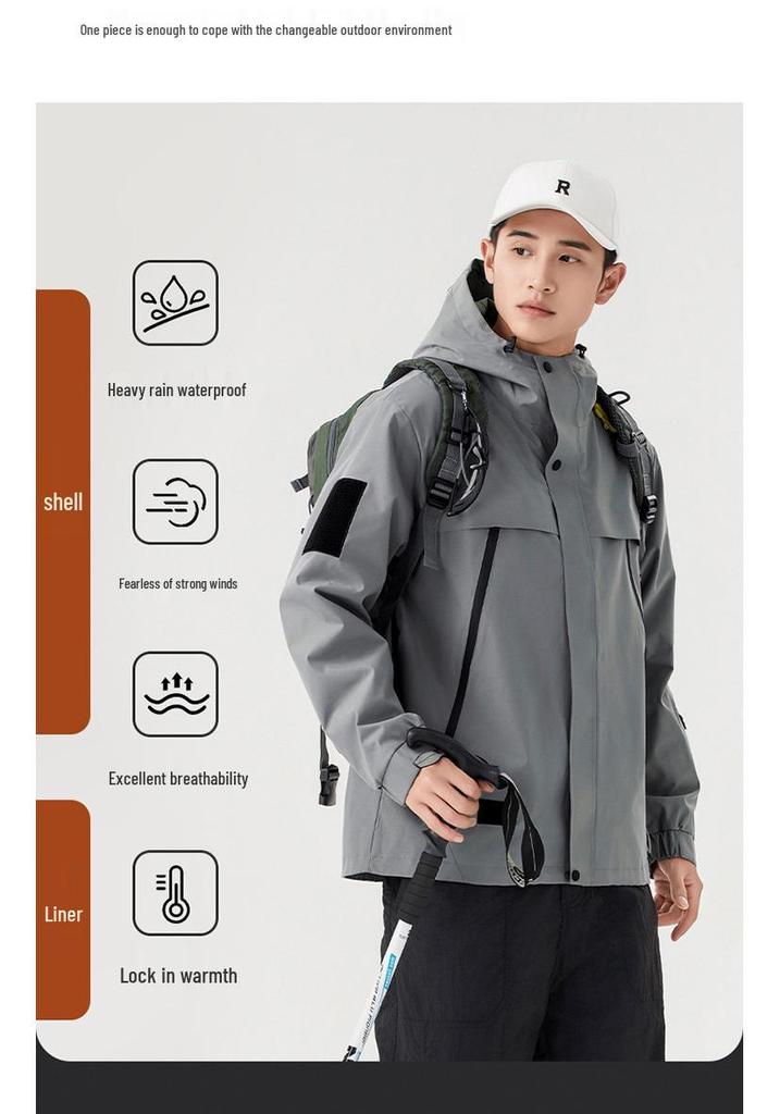 Unisex Outdoor Windproof Warm 3-in-1 Jacket Set - Autumn/Winter Best-seller