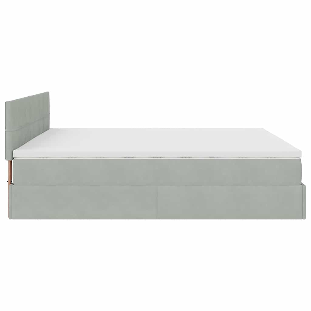 Ottoman Bed with Mattress Light Grey 180x200 cm Velvet