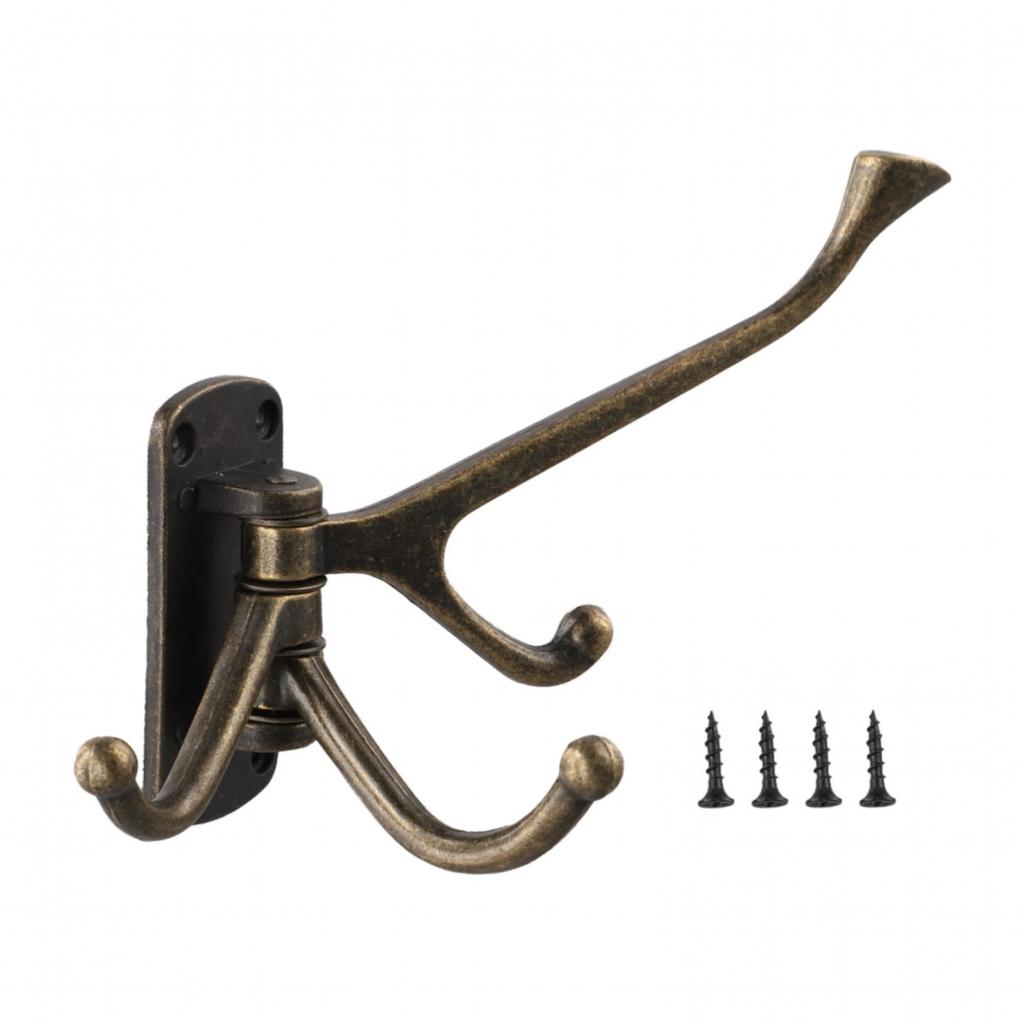 Sturdy Bronze Folding Coat Hook with 3 Adjustable Arms for Convenience