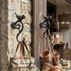 Rustic Terrace Decorative Accents Vintage Iron Birdcage Wall Mount Hooks, Metal Bird Plant Hanging Basket Hook for Home Outdoor Garden Hooks