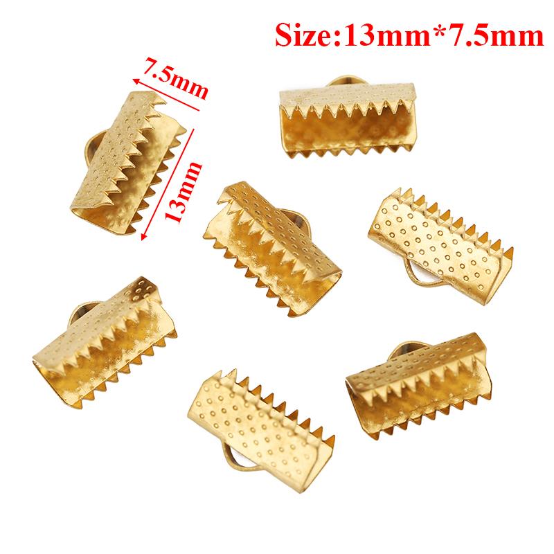 20pcs Crimp Beads Cord End Caps Cove Clasps String Ribbon Leather Clips Foldover Connectors for DIY Jewelry Findings Supplies