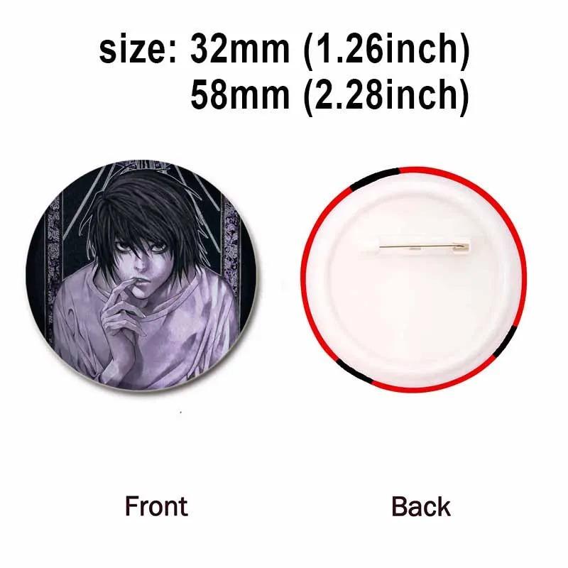 32/44/58MM Japanese Anime Death Note Enamel Pins, Round Brooch, L Killer, Yagami Light, Cosplay Badge, Backpacks Jewelry, Xmas Gifts
