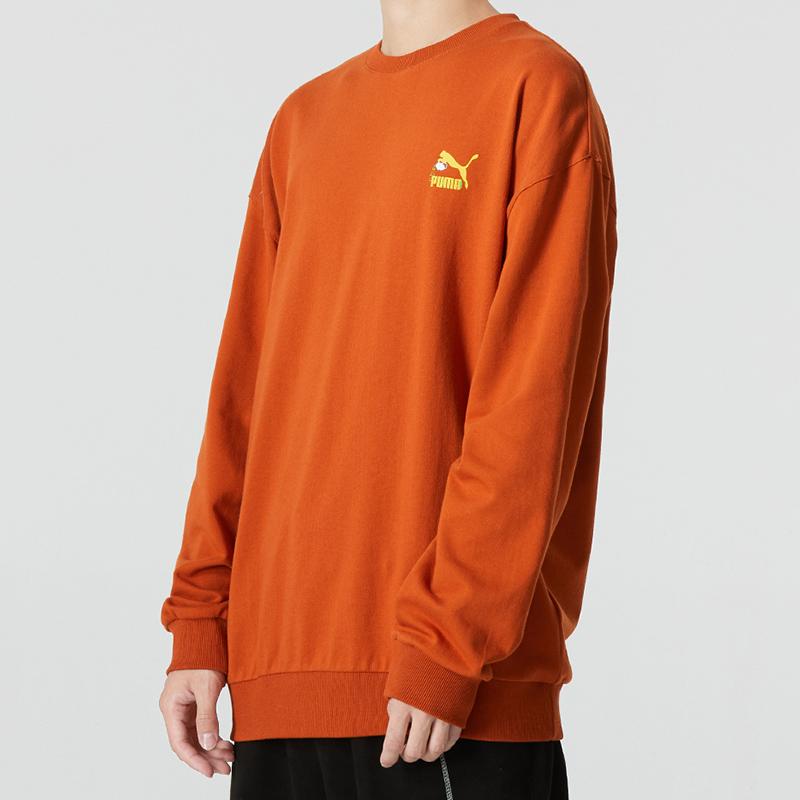 Puma Minimalist Letter Logo Print Sport Casual Pullover Sweatshirt Men Tops Orange 538780-64