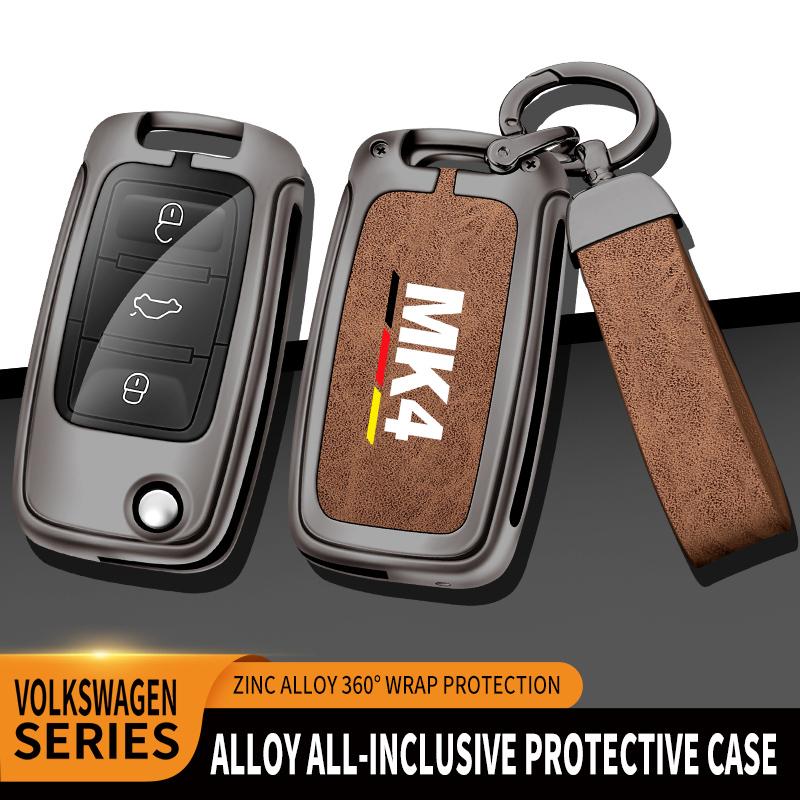 Auto TPU Zinc Alloy Key Case Bag For VW Volkswagen GOLF 4 MK4 Car Key Chain Car Metal Key Shell Interior Decoration Accessories