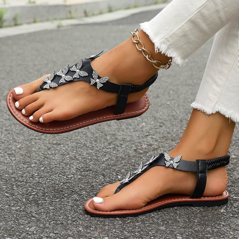 

2025 Hot Sale Shoes for Women Elastic Band Women s Sandals Summer Solid Sequins Open Toe Low-heeled Large Size Sandals Women 36 чёрный