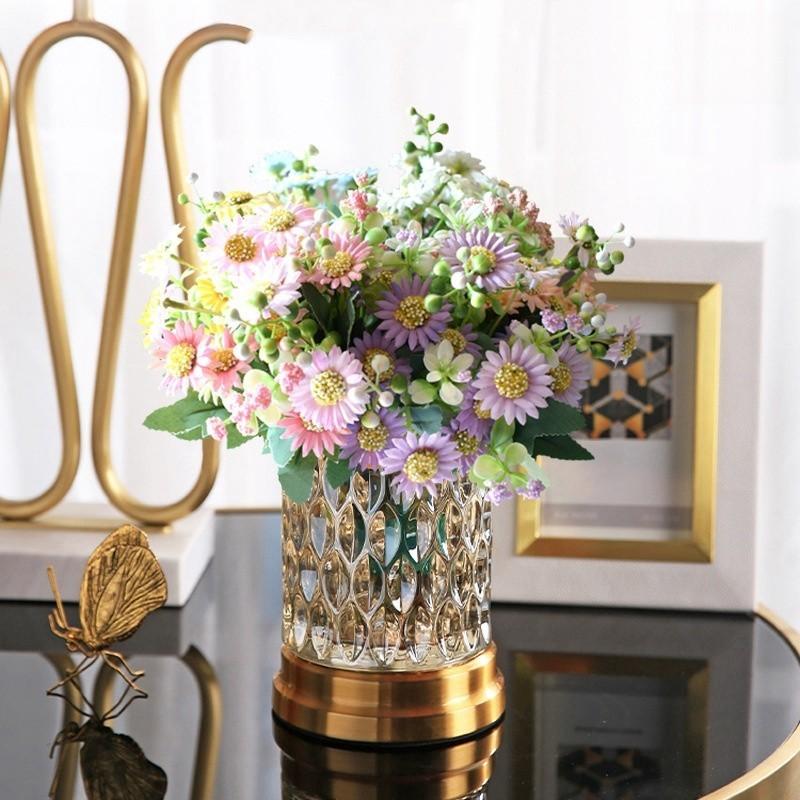 New Internet Celebrity Chamomile 15 Head Simulated Chamomile Daisy Photography Props Wedding Soft Decoration Fake Flowers Living Room Decoration