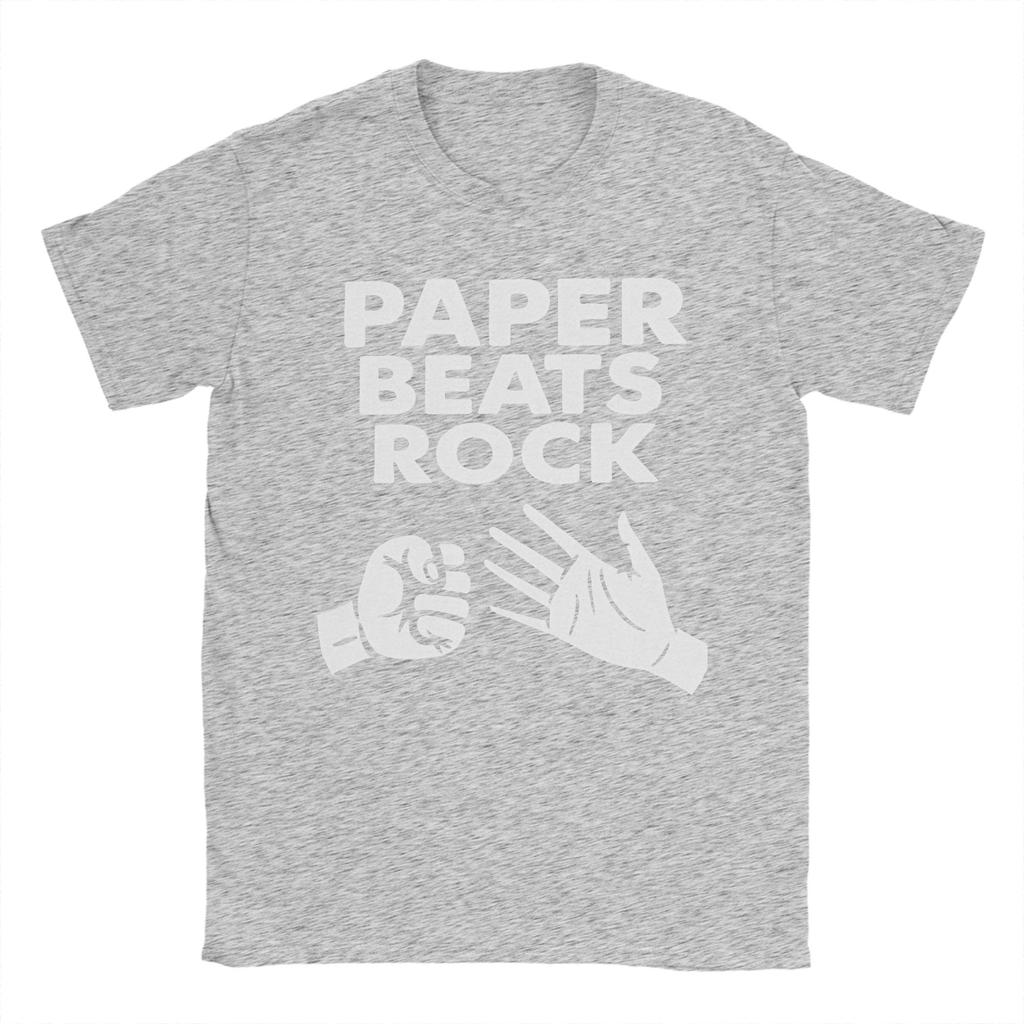 Paper Beats Rock TShirts for Men Crew Neck Pure Cotton T Shirt Rock Paper Scissors Short Sleeve Tee Shirt Big Size Clothing