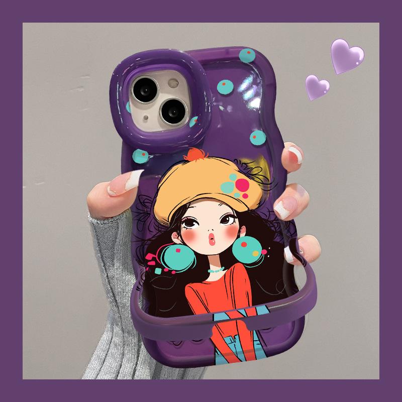 Applicable to Apple 16promax mobile phone case iphone17 transparent 15 silicone 13 bracket 11 graffiti girl 14 outer
