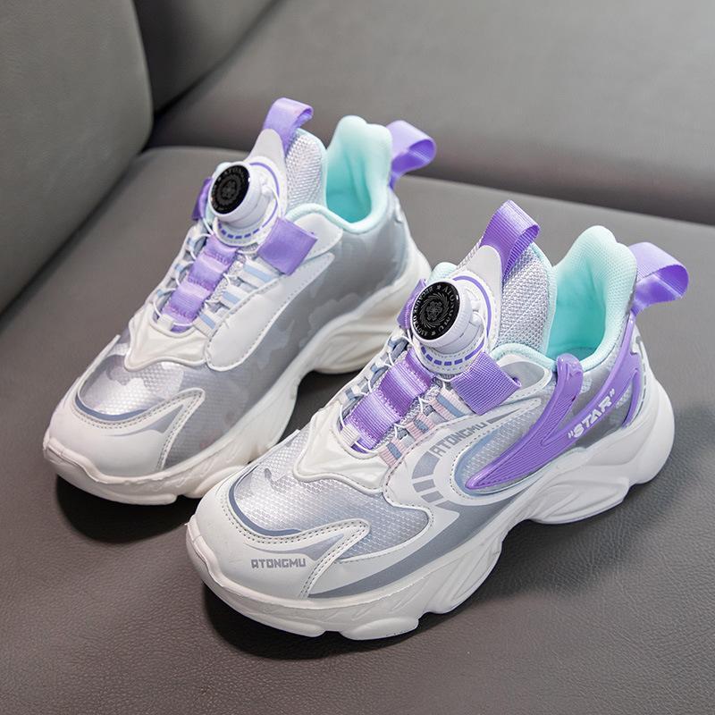 2025 Spring and Summer Children's Sports Shoes Breathable Mesh Girls Shoes Medium Older Boys Shoes Soft Sole Casual Dad Shoes