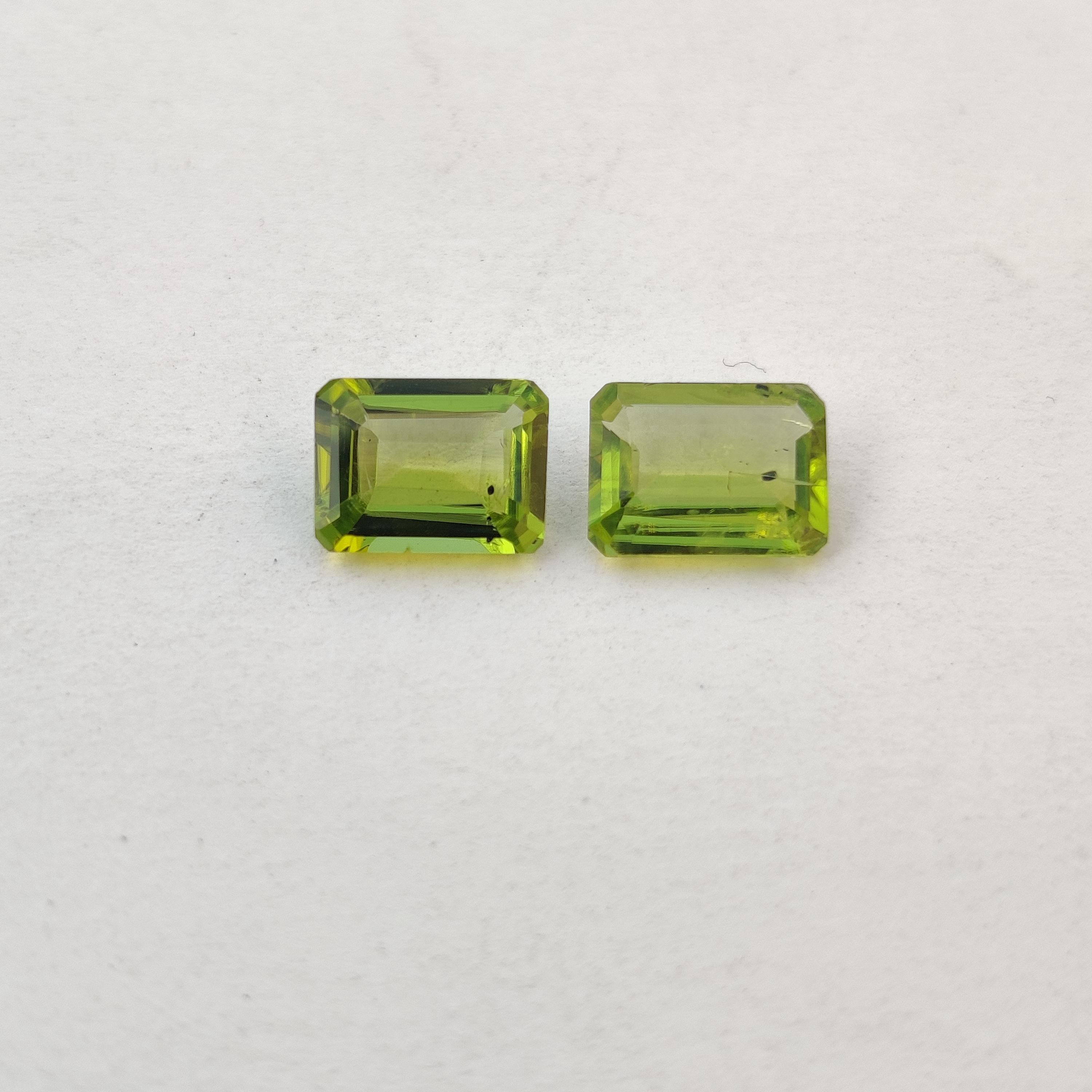 

Natural Emerald Cut Peridot Gemstone: 2.60 Carat, 2 Pcs of 6x8 MM Loose Stone. 2 Pcs 2.60 Crt 6x8 MM