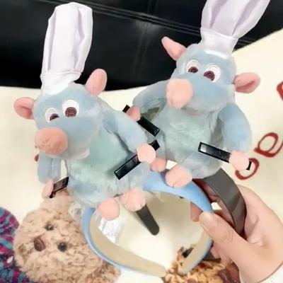 Ratatouille Remy plyšová šéfkuchařka kreslená myší čelenka sponka do vlasů fotografická ozdoba hlavy kreativní doplněk navržený pro dívky dárky k datu narození