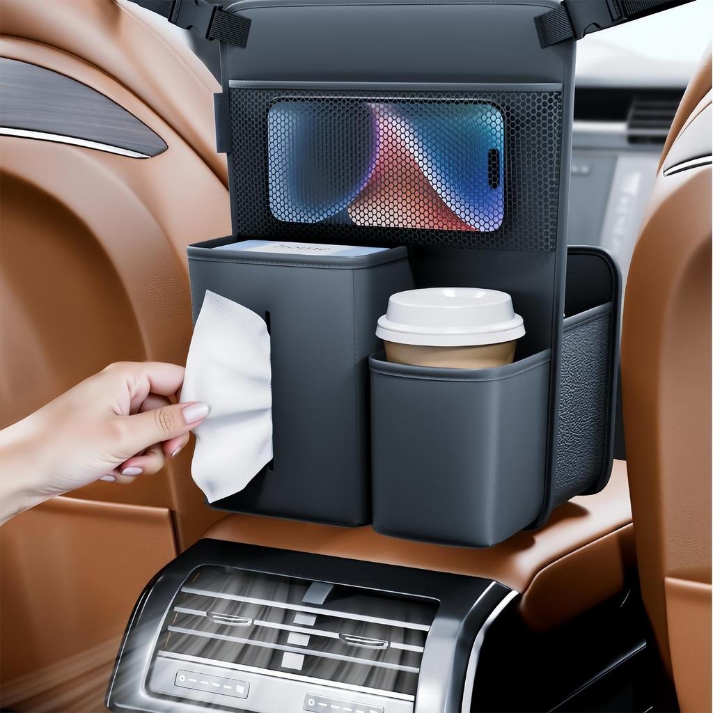 Car Organizer Front Seat Leather Large Capacity Console Storage Bag Organizer Holder For Console Front Seat For Phones Cards